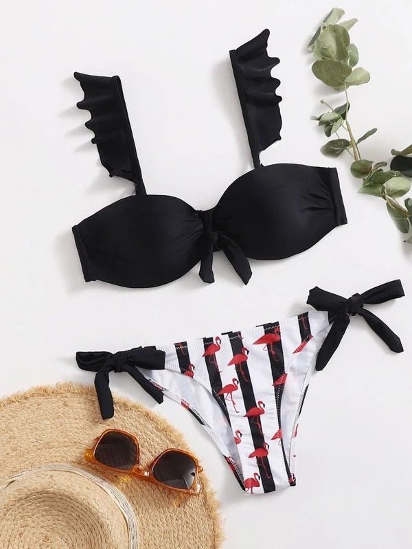 Bikini fronde taille haute style rayé - SpencerFashion