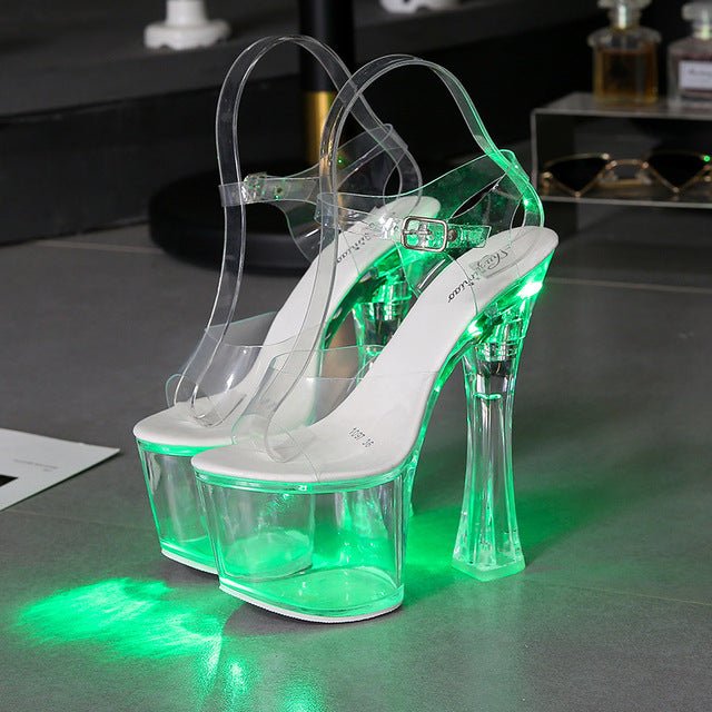 Chaussures à plateforme en cristal transparentes à talons hauts - SpencerFashion