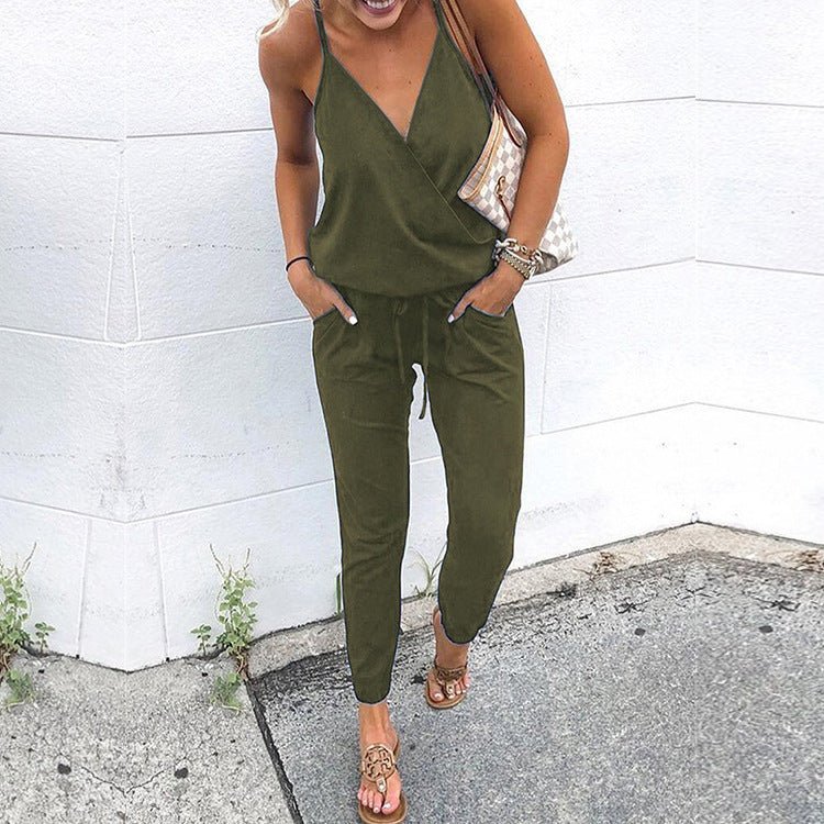 Combinaison à bretelle halter avec poche à lacets - SpencerFashion