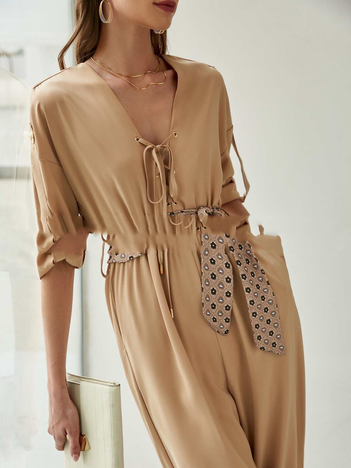 Combinaison à manches courtes en mousseline de soie - SpencerFashion