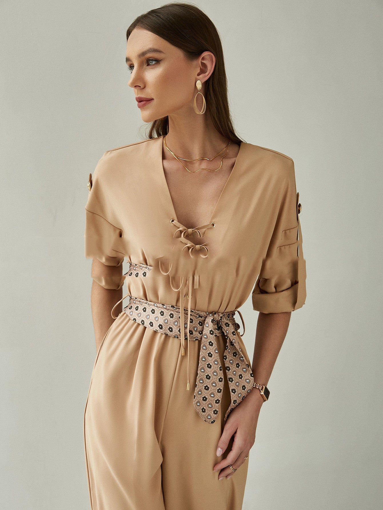 Combinaison à manches courtes en mousseline de soie - SpencerFashion