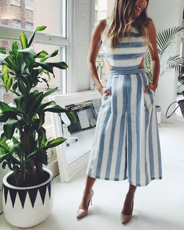 Combinaison en coton et lin à 7 points à jambes larges - SpencerFashion