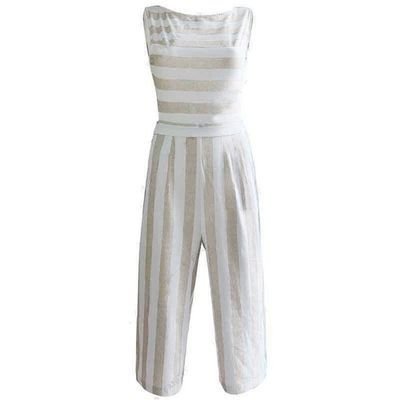 Combinaison rayée en coton et lin - SpencerFashion