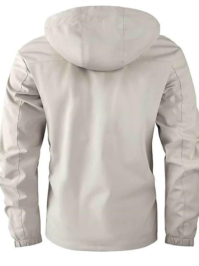 Homme Manteau d'hiver Veste d'Hiver Manteau de sport Imperméable Extérieur Camping et randonnée Etanche Coupe-vent Zippé Poche Automne Hiver Couleur unie Mode Vêtement de rue Capuche Normal Vin Noir - SpencerFashion