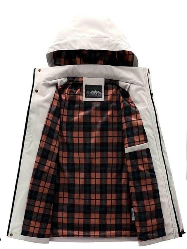 Homme Manteau d'hiver Veste d'Hiver Manteau de sport Imperméable Extérieur Camping et randonnée Etanche Coupe-vent Zippé Poche Automne Hiver Couleur unie Mode Vêtement de rue Capuche Normal Vin Noir - SpencerFashion