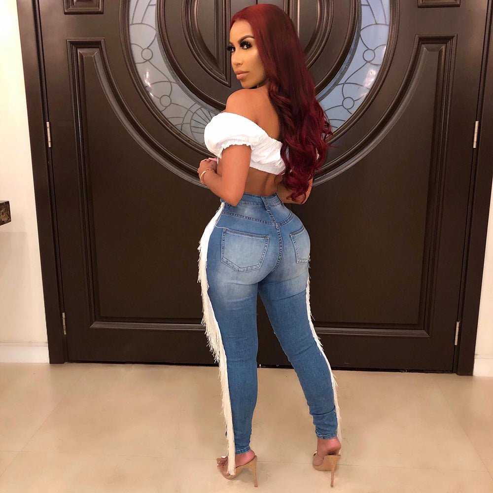 Jean décontracté à volants et franges - SpencerFashion