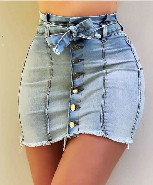 Jupe en jean à lacets taille haute - SpencerFashion