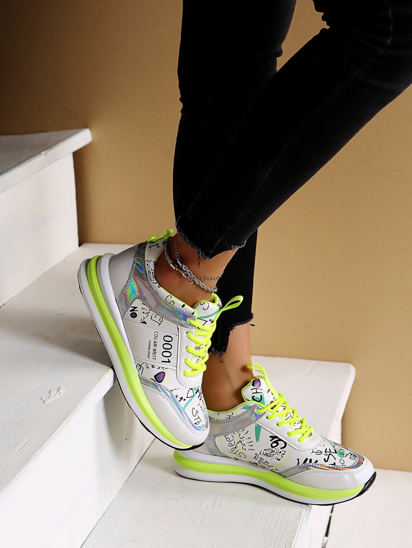 Chaussures de sport à tête ronde en caoutchouc - SpencerFashion