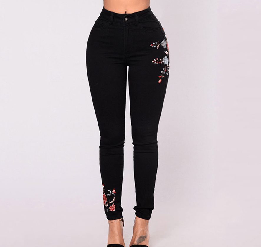 Pantalon trou noir brodé - SpencerFashion