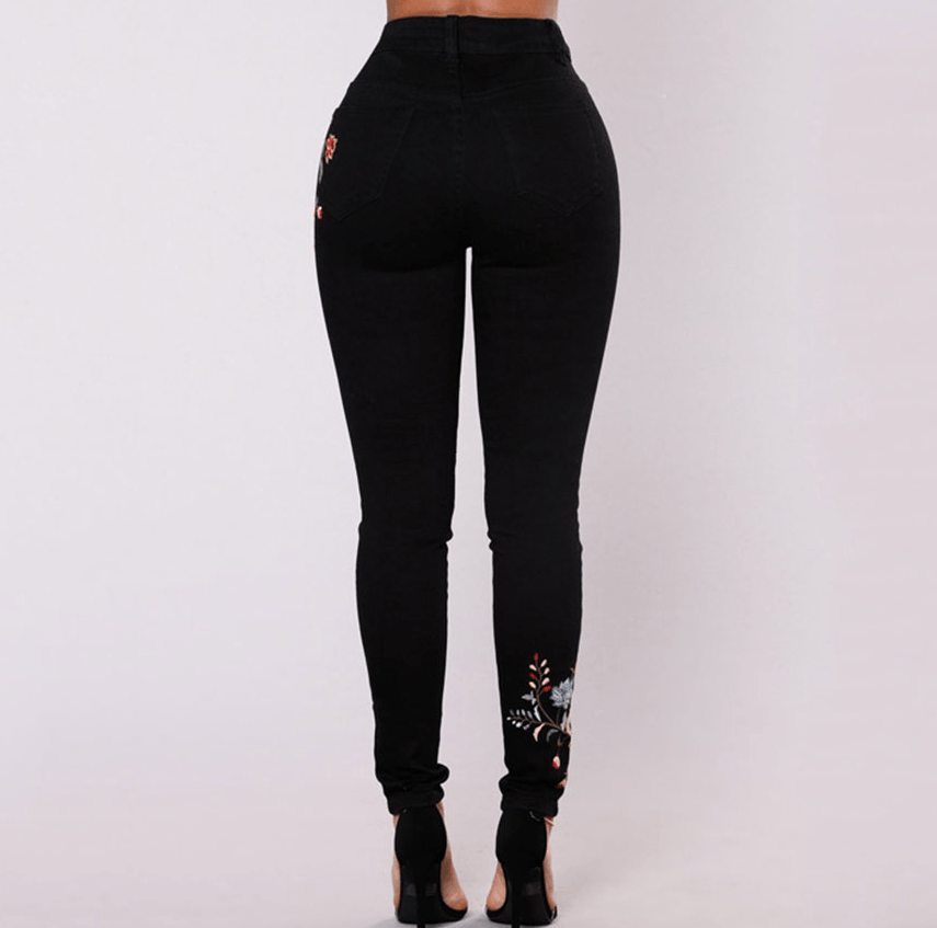 Pantalon trou noir brodé - SpencerFashion