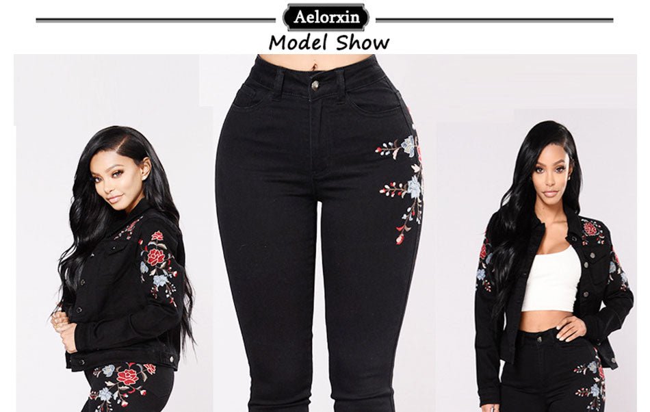 Pantalon trou noir brodé - SpencerFashion