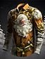 père Noël Arbre de Noël Décontractées Homme Chemise Noël Usage quotidien Sortie Automne hiver Col rabattu manche longue Gris+Violet, Jaune, Rouge S, M, L Tissu extensible dans les 4 sens Chemise - SpencerFashion