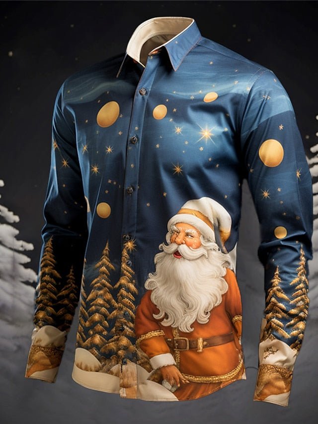 père Noël Arbre de Noël Décontractées Homme Chemise Noël Usage quotidien Sortie Automne hiver Col rabattu manche longue Gris+Violet, Jaune, Rouge S, M, L Tissu extensible dans les 4 sens Chemise - SpencerFashion