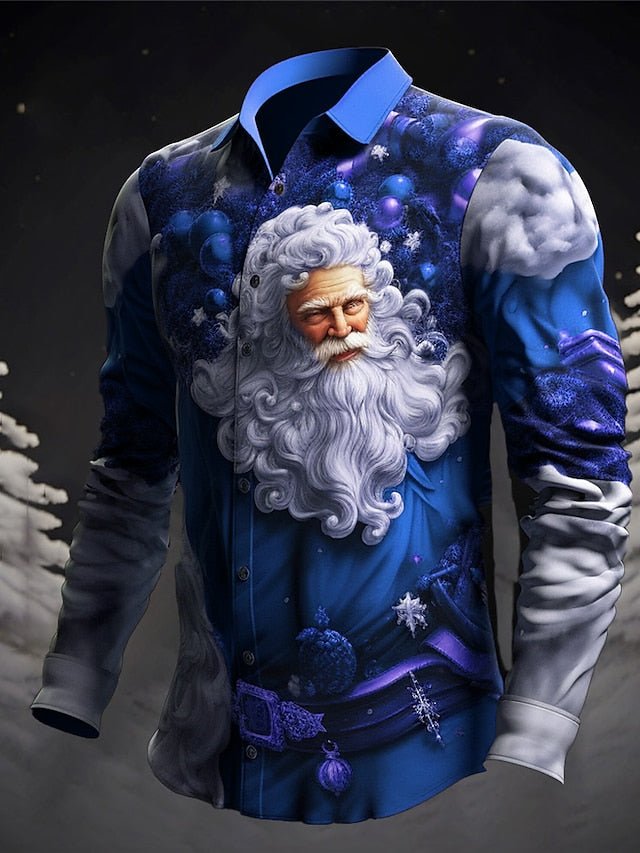 père Noël Arbre de Noël Décontractées Homme Chemise Noël Usage quotidien Sortie Automne hiver Col rabattu manche longue Gris+Violet, Jaune, Rouge S, M, L Tissu extensible dans les 4 sens Chemise - SpencerFashion
