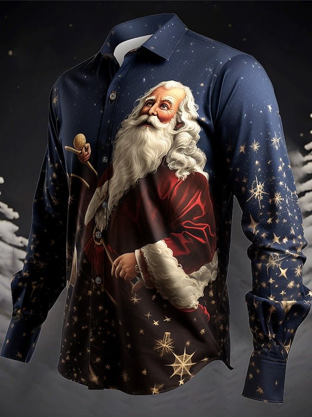 père Noël Arbre de Noël Décontractées Homme Chemise Noël Usage quotidien Sortie Automne hiver Col rabattu manche longue Gris+Violet, Jaune, Rouge S, M, L Tissu extensible dans les 4 sens Chemise - SpencerFashion