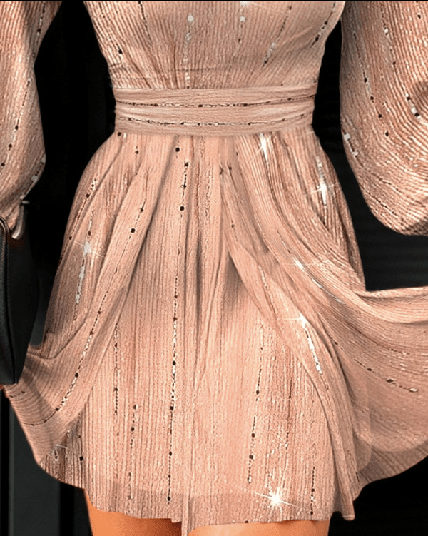 Robe à manches lanternes en maille à sequins - SpencerFashion