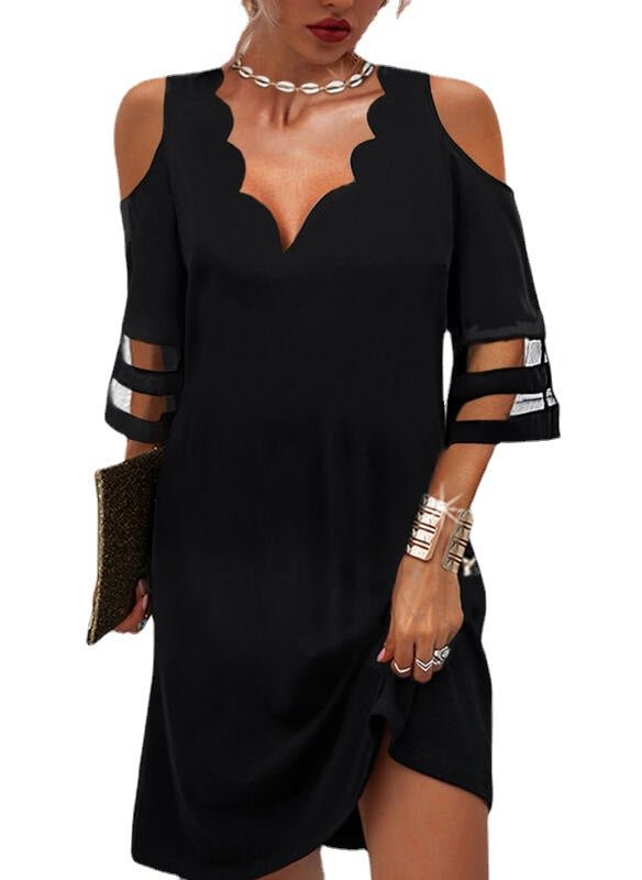 Robe en mousseline de soie à manches courtes - SpencerFashion