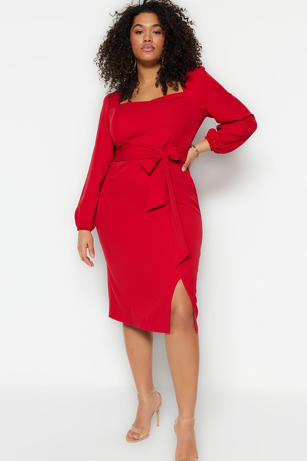 Trendyol Curve Große Größen in Kleid - Rot - Shift - SpencerFashion