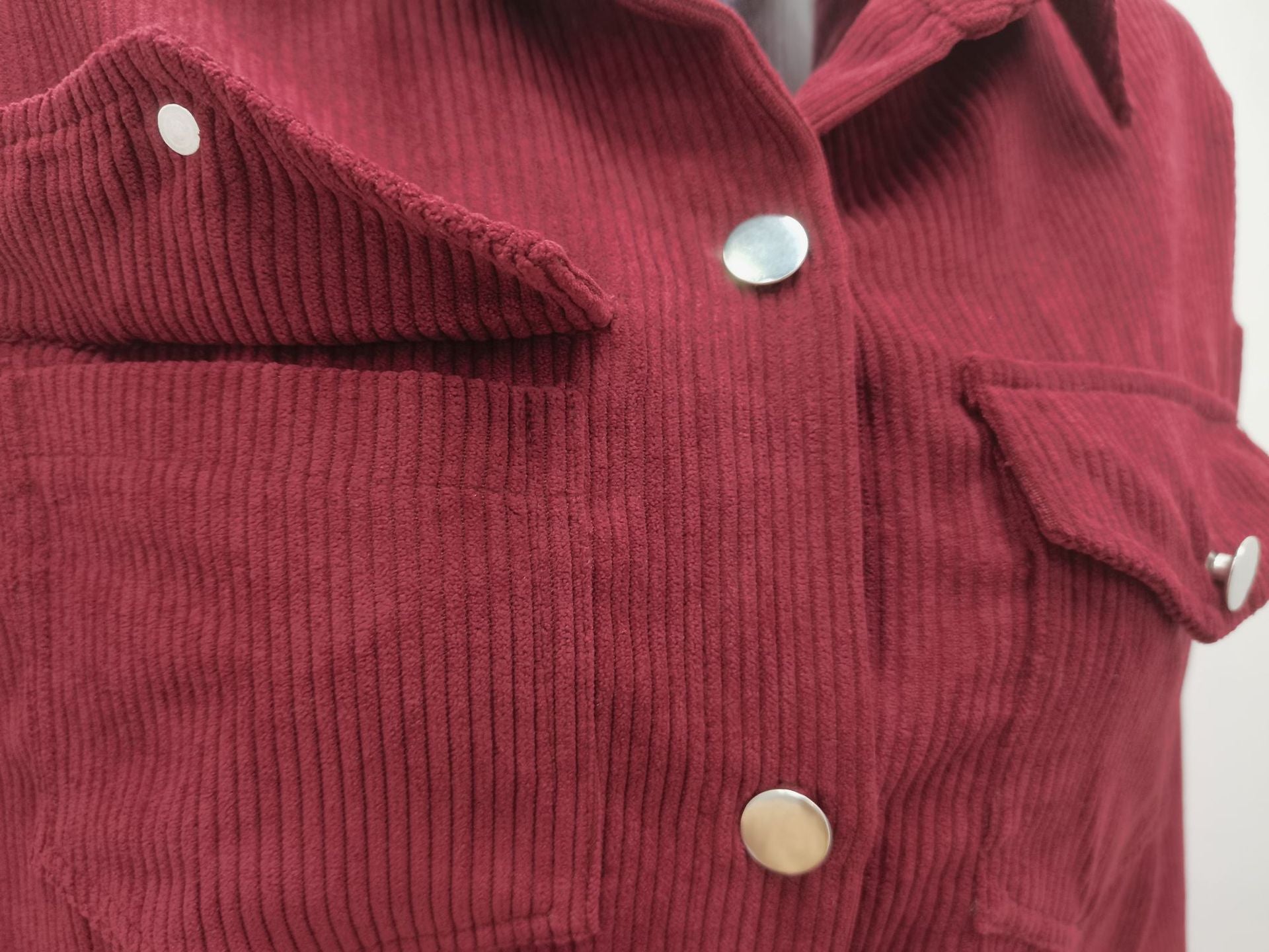 Veste chemise mi-longue décontractée à revers - SpencerFashion