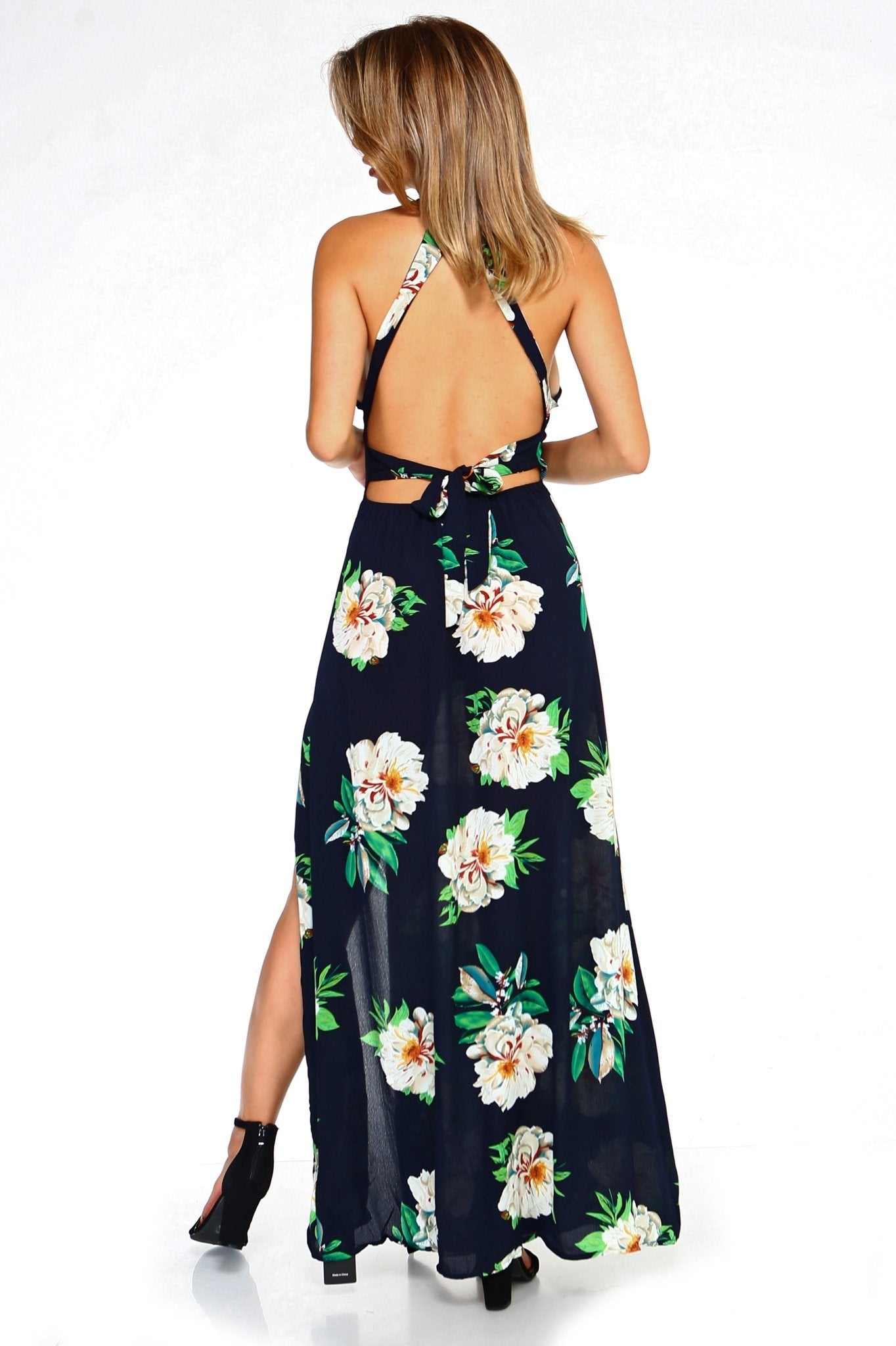 Women's Floral Sleeveless Slit Maxi Dress - SpencerFashion